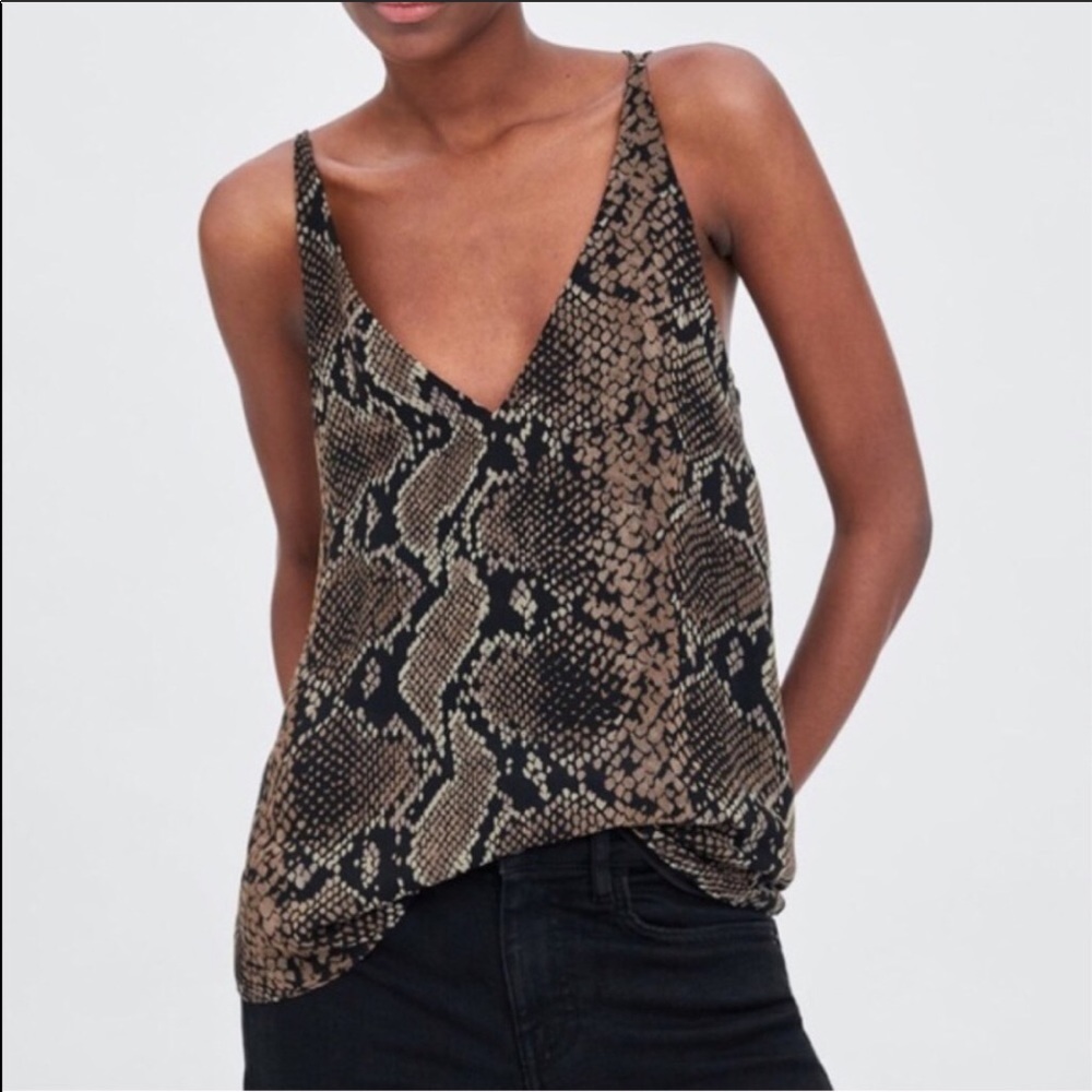Zara silk snake skin tank
